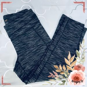 LUCY Black/Gray Spacedye Stripe Capri Legging S/P